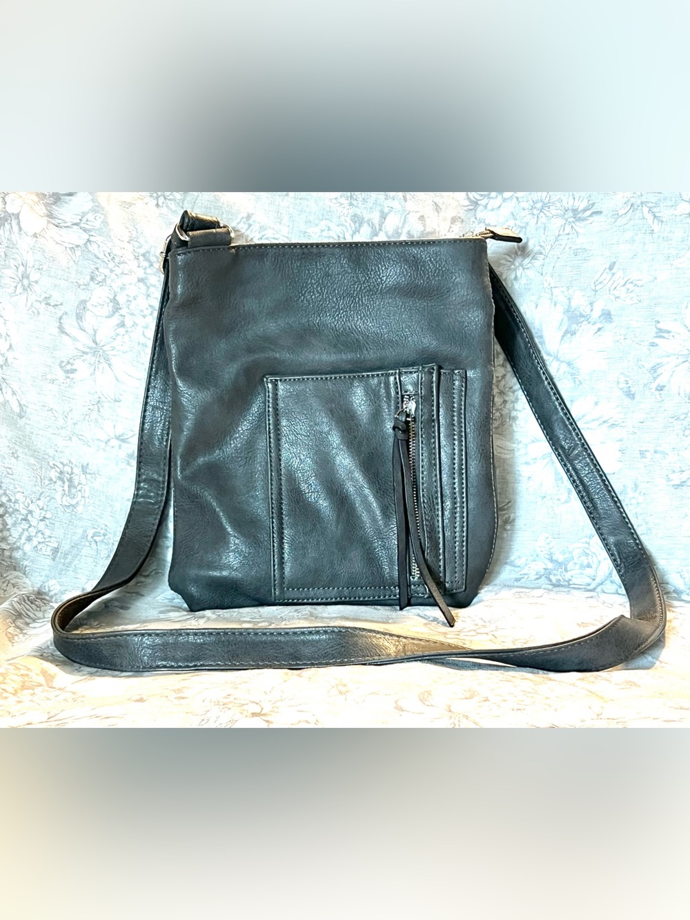 Charcoal Gray Minimalist Crossbody Bag - Excellent Condition!